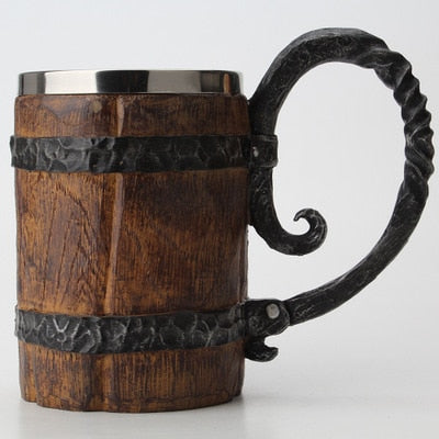 Vintage Viking Wooden Beer Mug - Pluto99