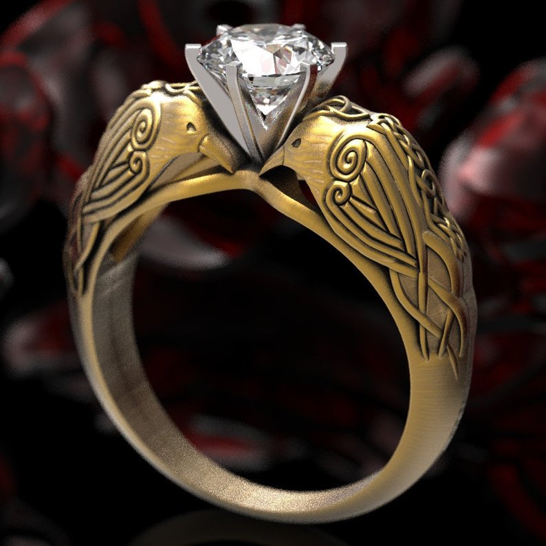  Ancient  Viking Raven Wedding  Ring  Pluto99