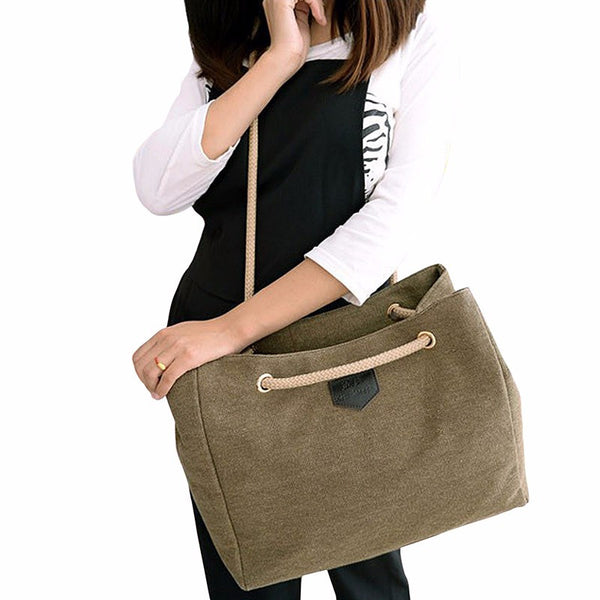 Hobo Canvas Rope Strap Tote Handbag - Pluto99