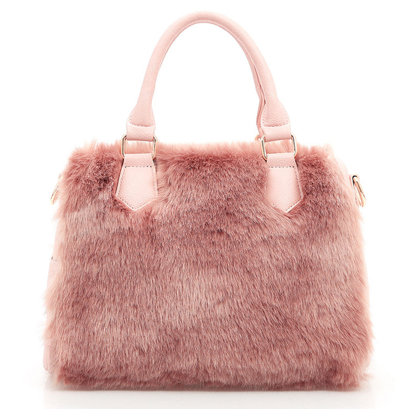 pink faux fur handbag