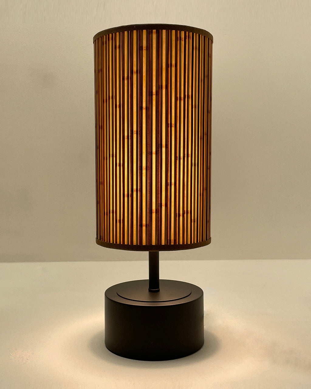 Bamboo Stick Shade, Touch Lamp, Black Base