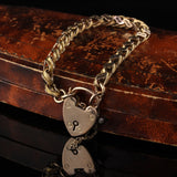 Antique Victorian 9K Yellow Gold Heart Lock Bracelet