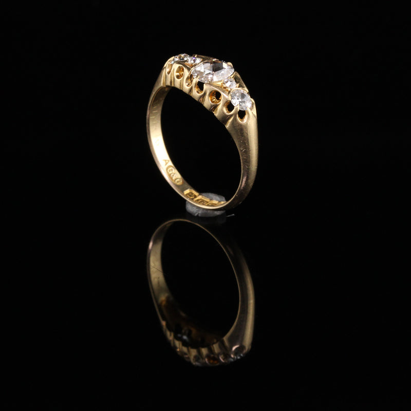 Antique Victorian English 18K Yellow Gold Rose Cut Diamond Engagement Ring