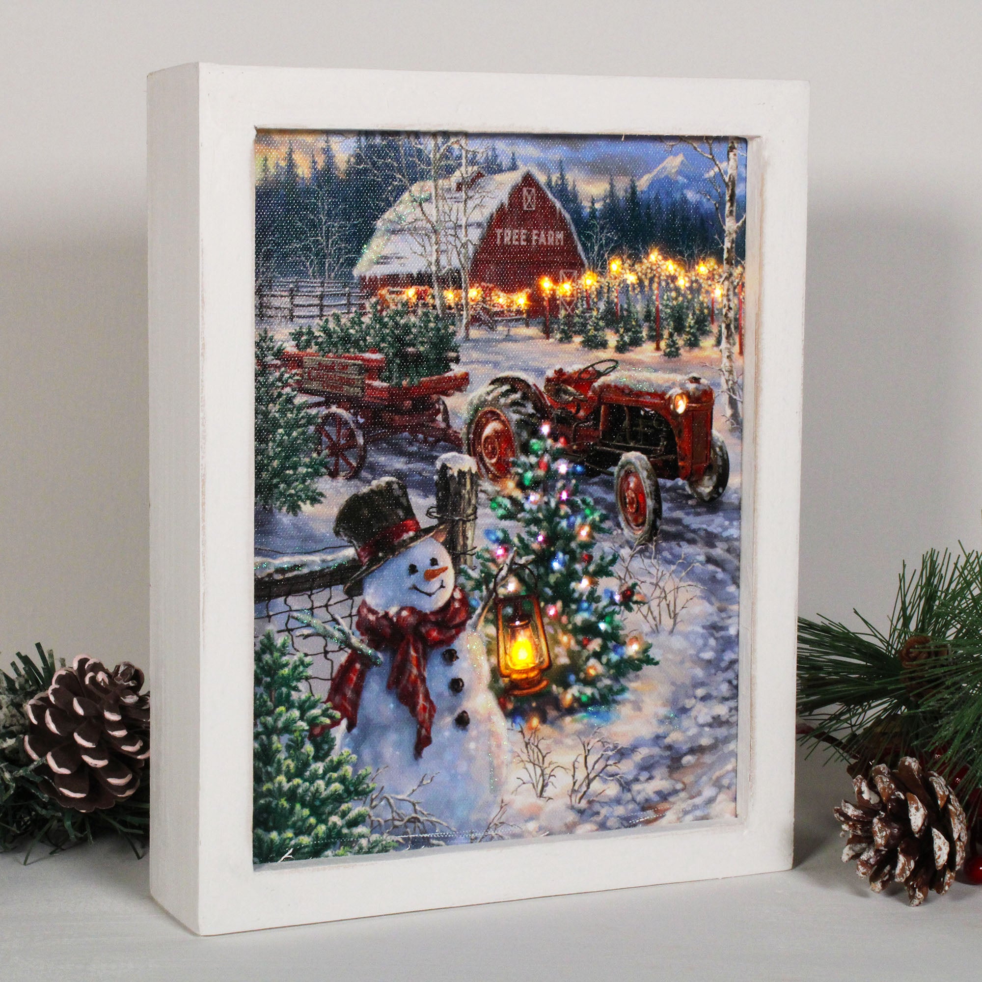 Cottage in The Snow 16x20 Fiber Optic Canvas | Glow Decor