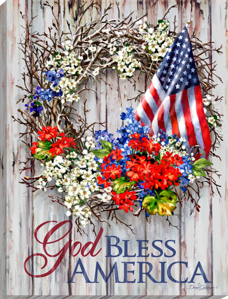 Patriotic Wreath Canvas Wall Art - Glow Decor