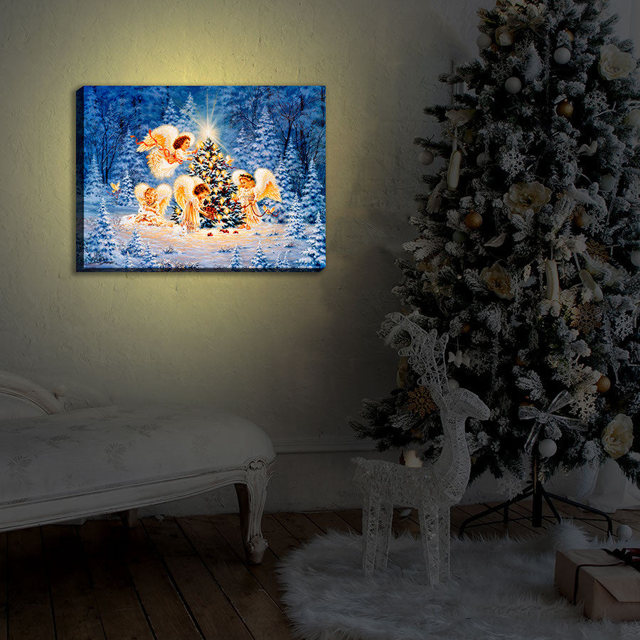 Silent Night Gentle Light 18x24 Fully Illuminated LED Art - Glow Decor