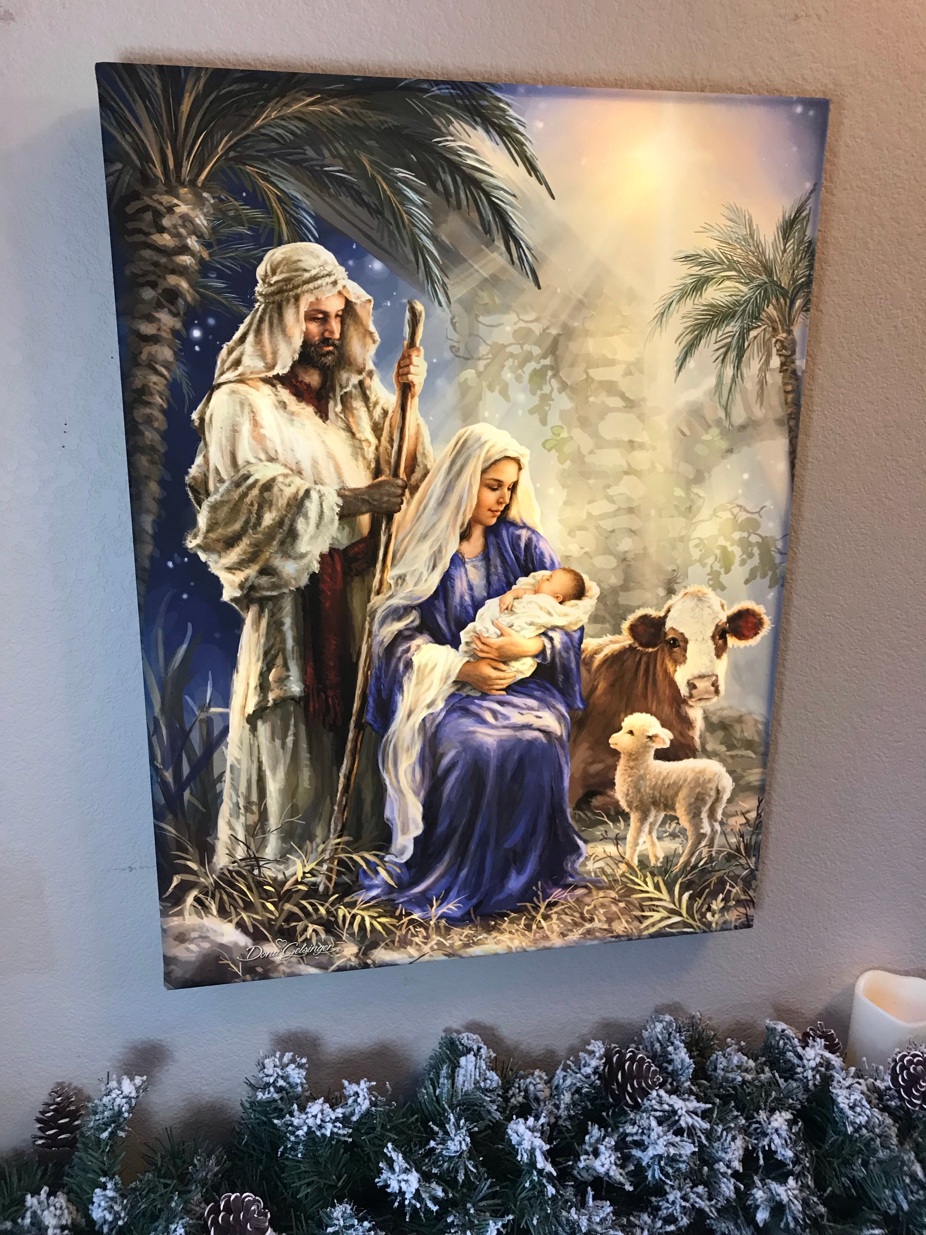 Holy Night 18x24 Fully Illuminated LED Art - Glow Decor