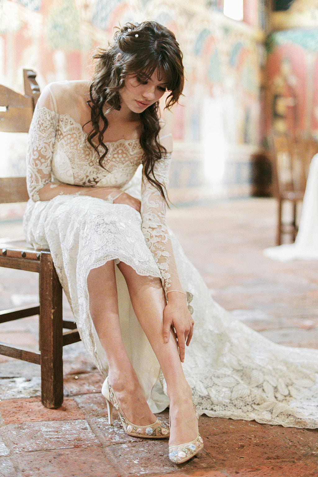 Bella Belle featured Shoes Claire Pettibone Voyage Wedding Dress