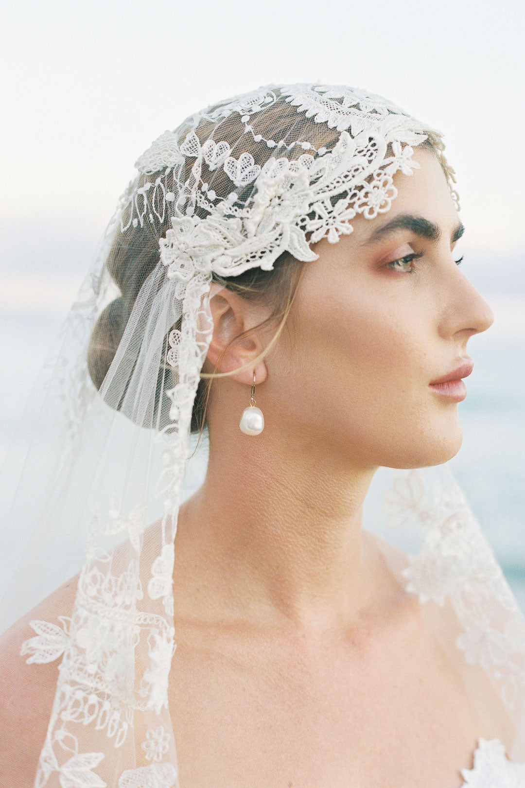 Claire Pettibone Boho Wedding Veil Lace detail