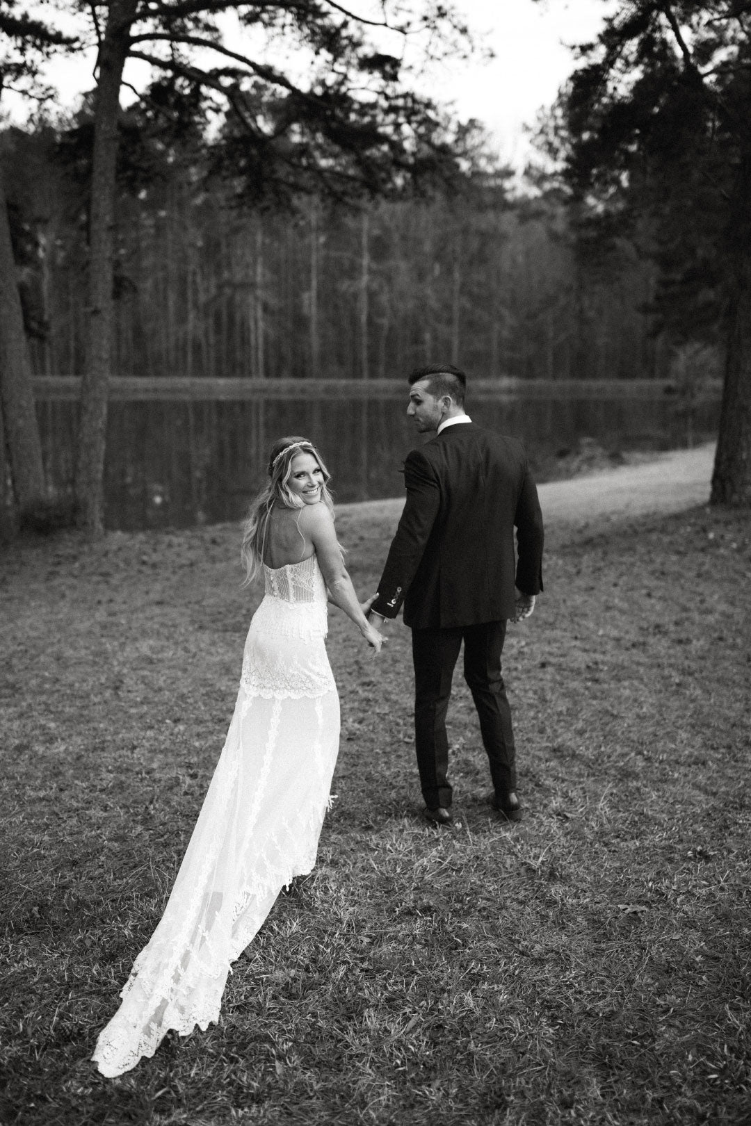 Bride and Groom in Black and White photo