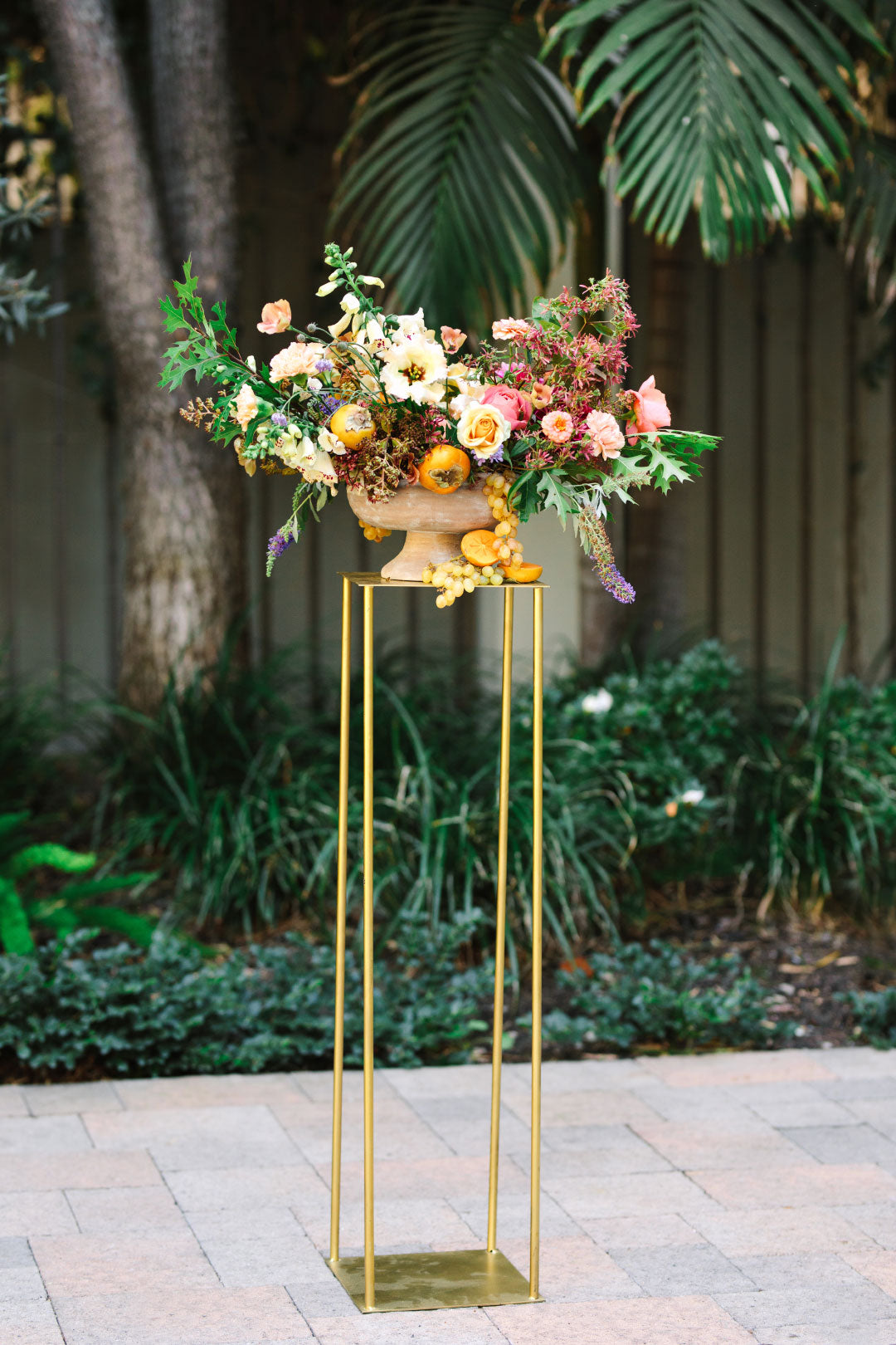 Wedding Florals on raised bronze stand