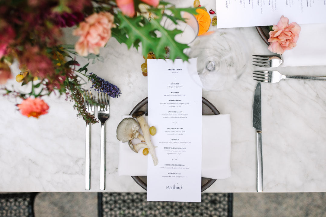 Wedding Table top with menu 