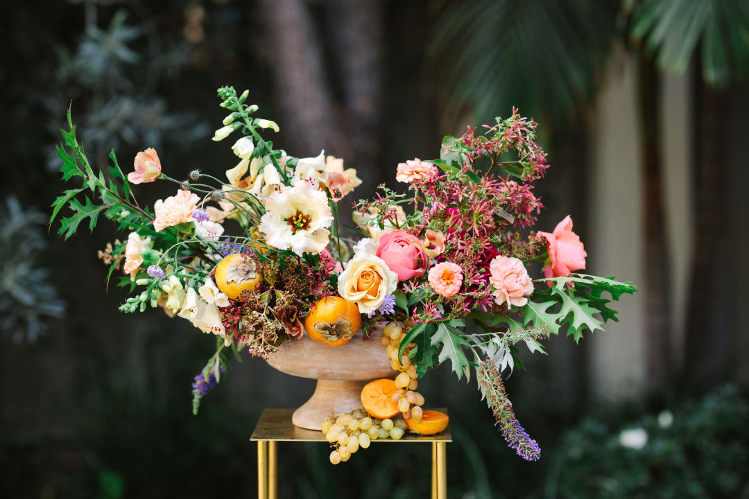 Wedding Floral Décor with peonies and persimmons