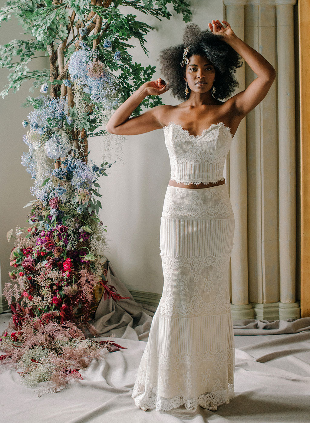 Antoinette Lace Bustier and Long Skirt Claire Pettibone Ready to Wear Bridal Separates