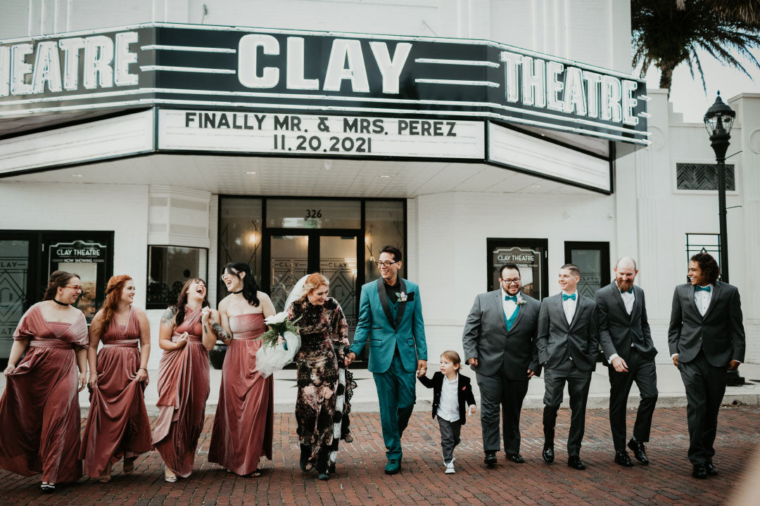 Bride in Phoenix with Wedding Party Husband and son