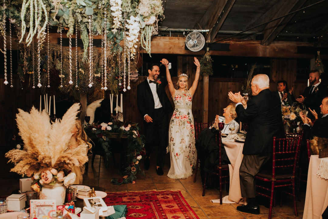 Bride and Groom entering celebration