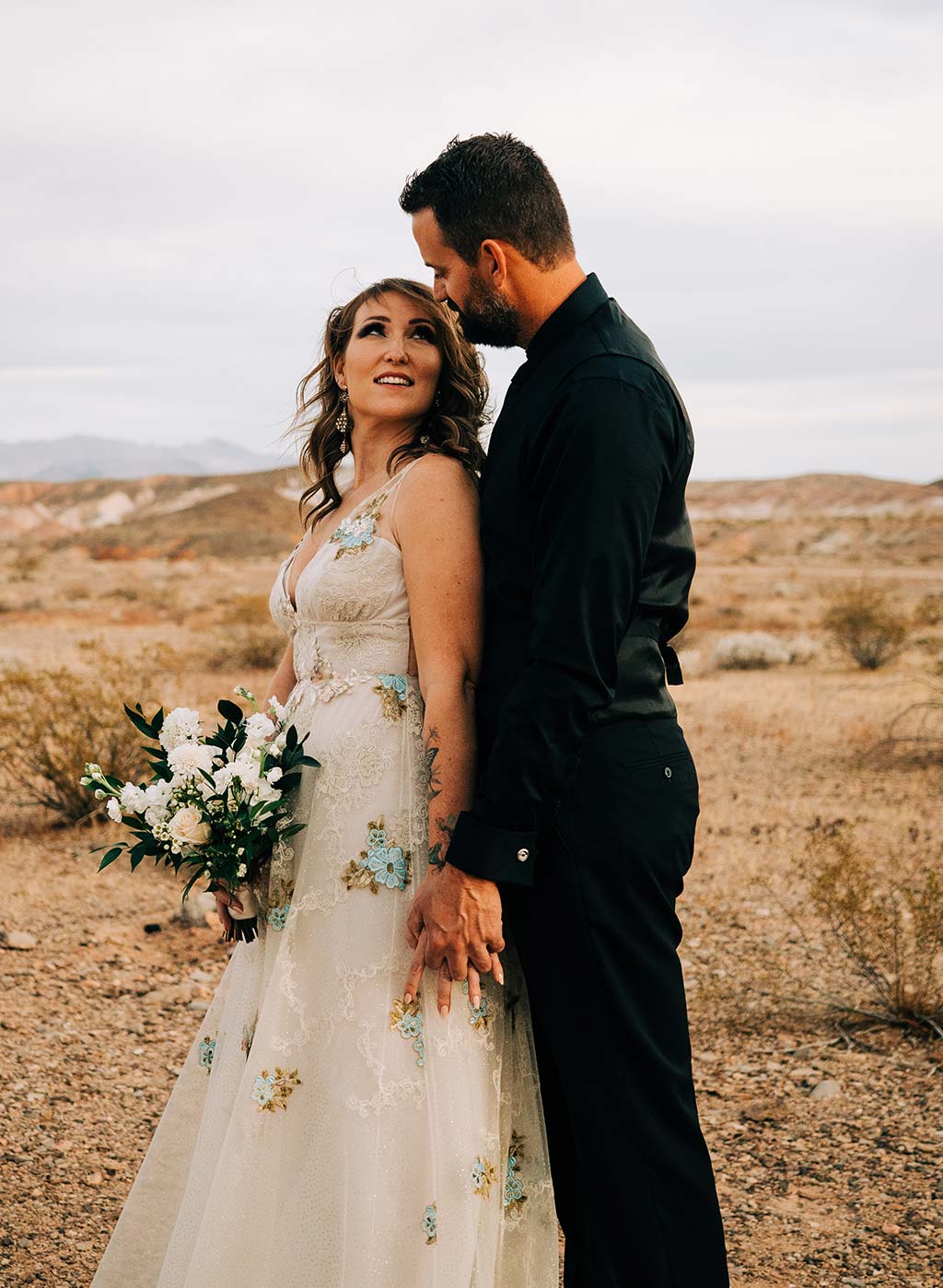 Bride and Groom in Desert Wedding