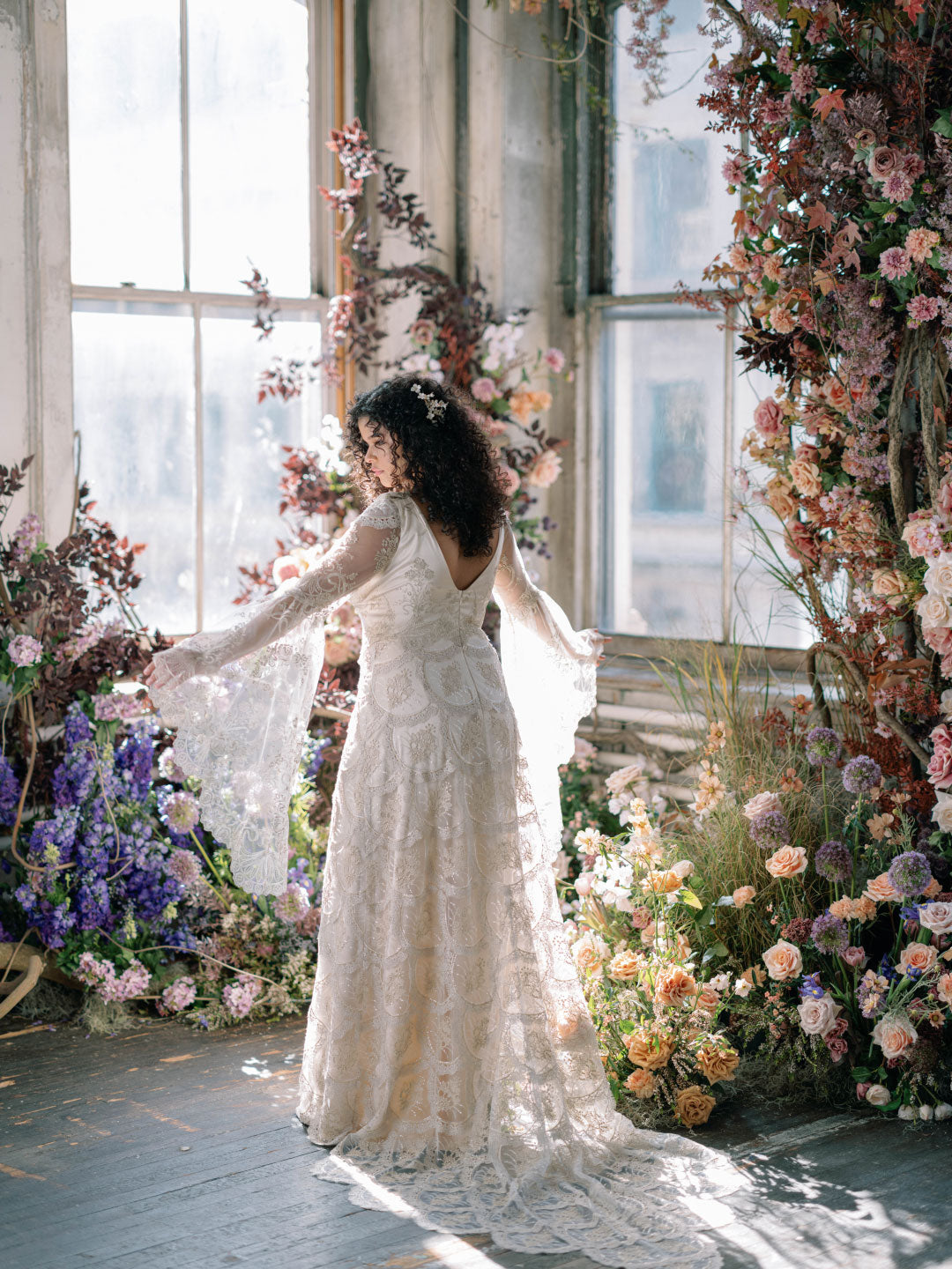 Gold Embroidered Wedding Dress Filligree by Claire Pettibone