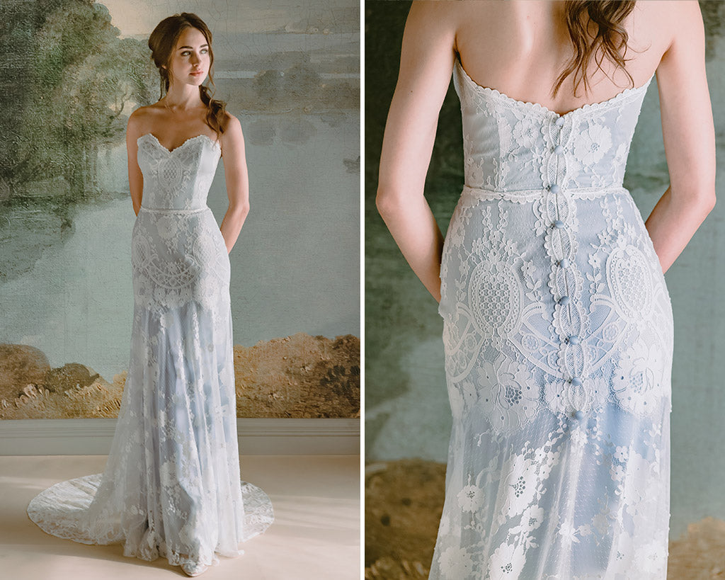Eloise Blue Silk Wedding Dress by Claire Pettibone