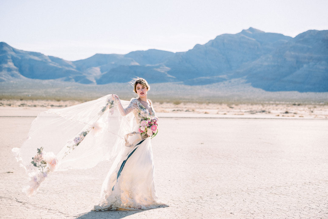 Primavera Wedding Dress with Enchanged Rose Bridal Cape