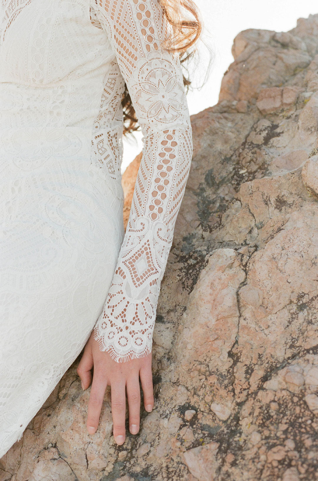 Lace Sleeve Detail Shenandoah Wedding Long Sleeve Dress by Claire Pettibone