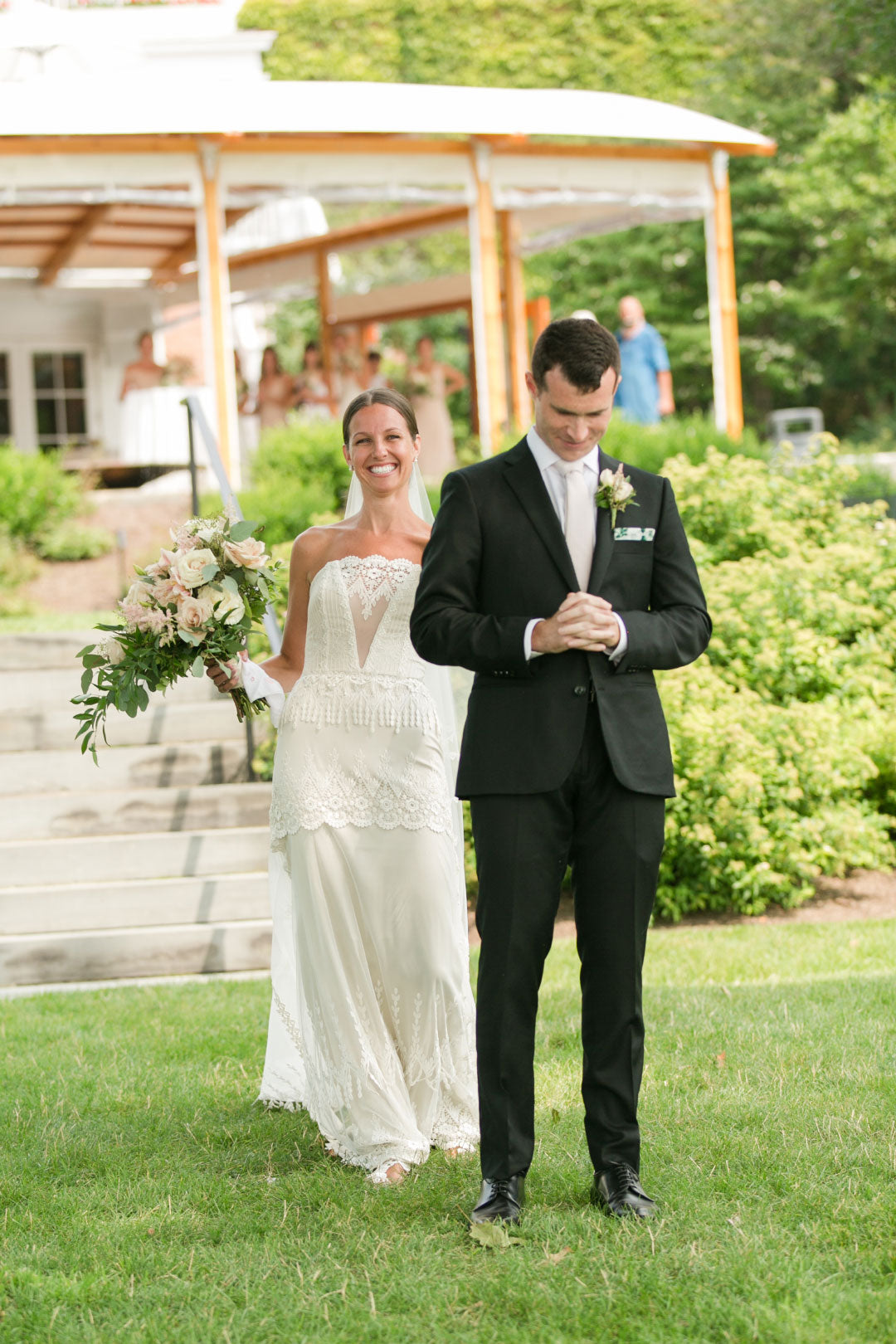 First look photo bride and groom