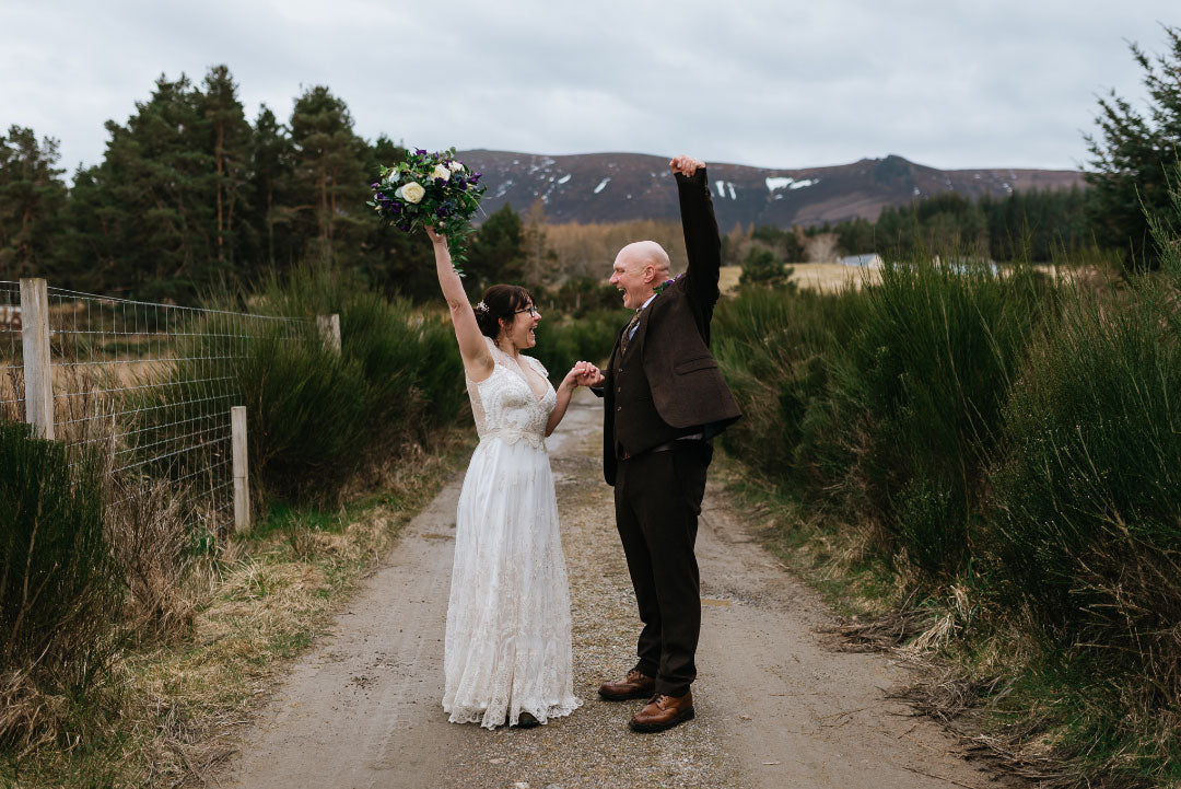 Bride and groom celebrate