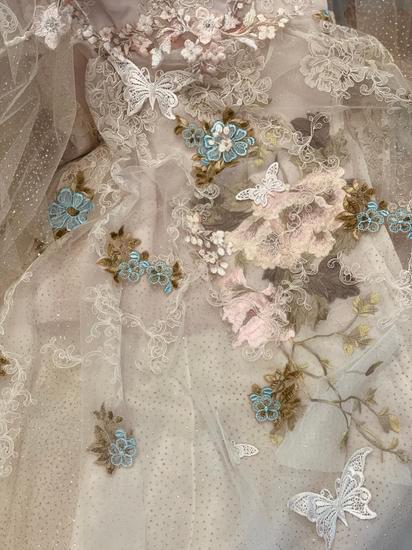 Ebroidery and lace detail custom design by Claire Pettibone