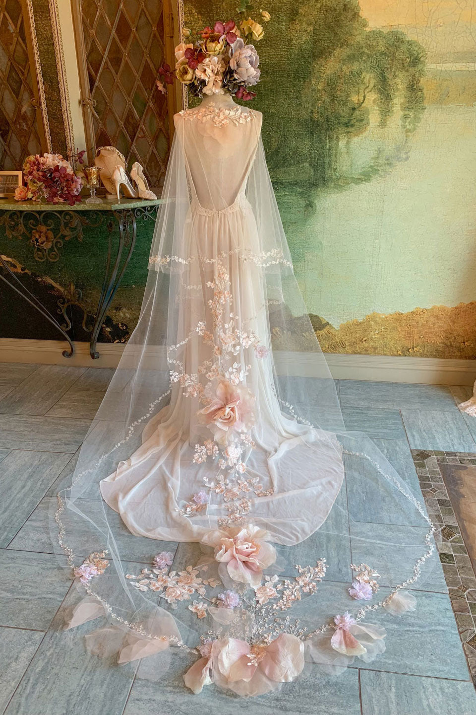 Enchanted Rose Bridal Cape Designed by Claire Pettibone