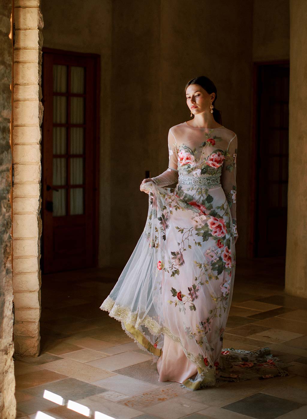 Bride in Claire Pettibone Couture Wedding Dress