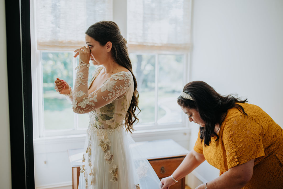 Claire Pettibone Bride with Mother