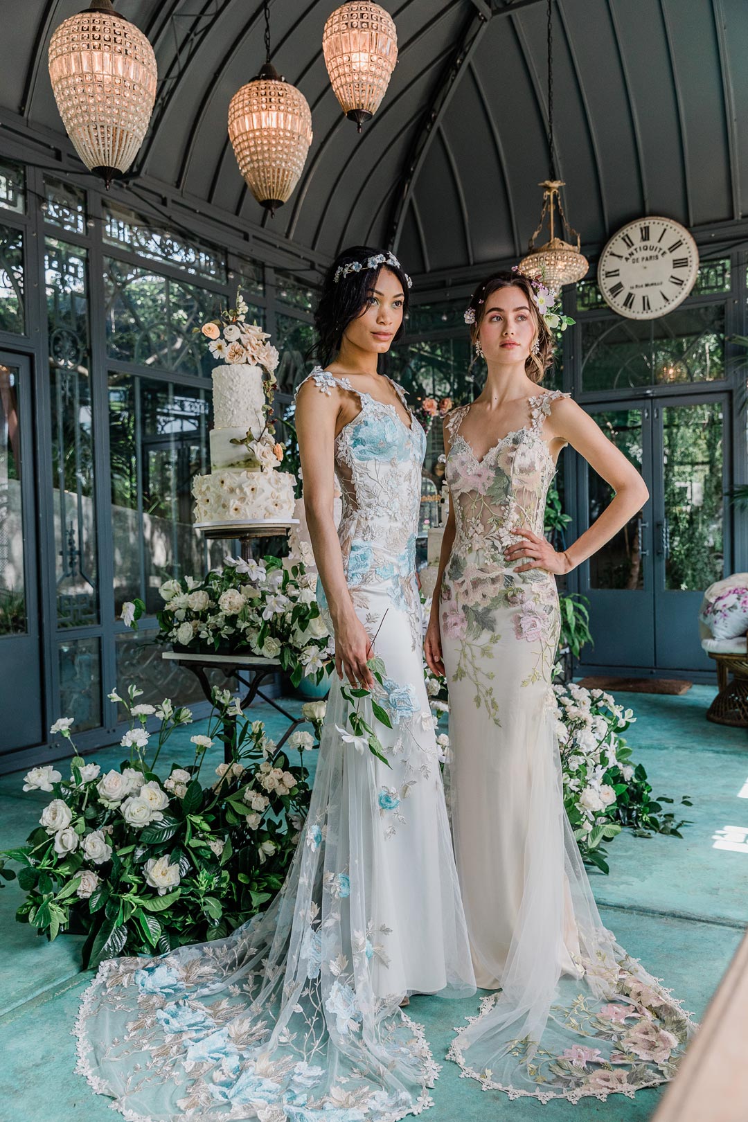 Floral Emboridered Wedding Dresses designed by Claire Pettibone