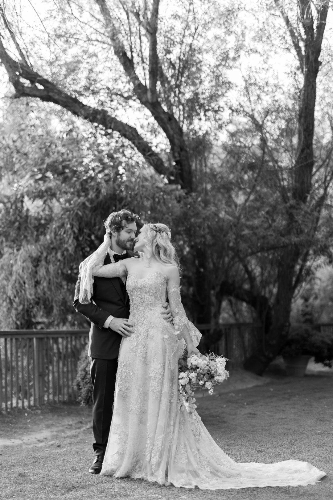 Bride and Groom Black and White Wedding portrait
