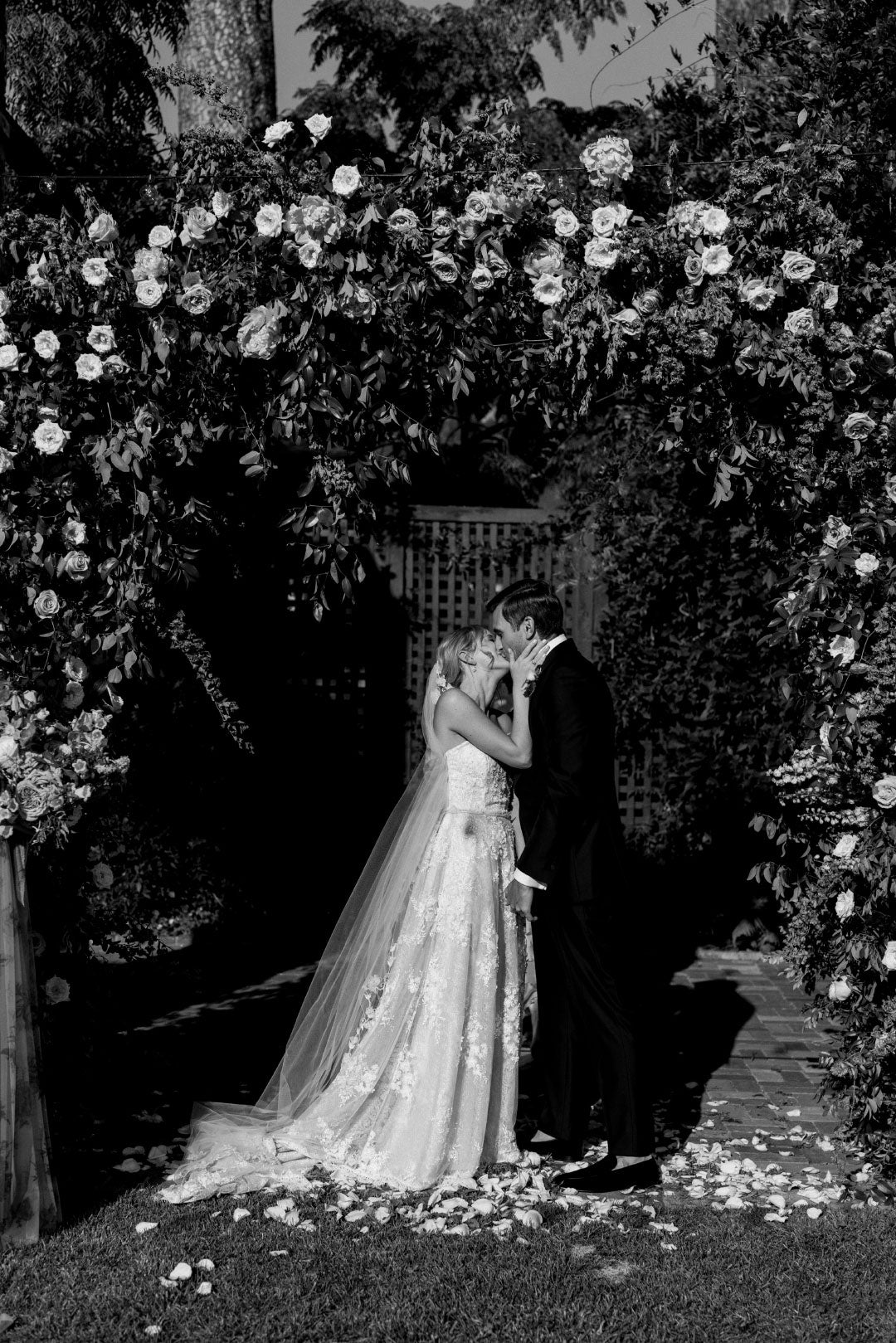 Bride and Groom Kissing after wedding vows