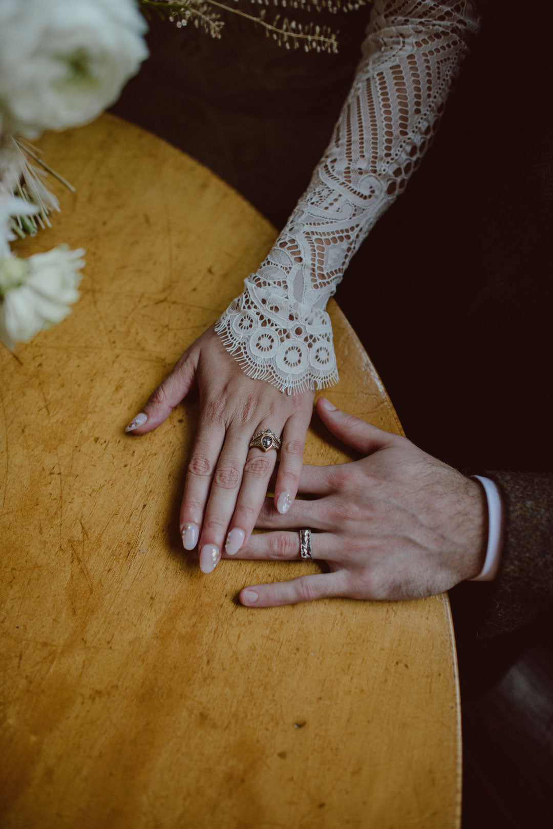 Lace wedding dress sleeve detail