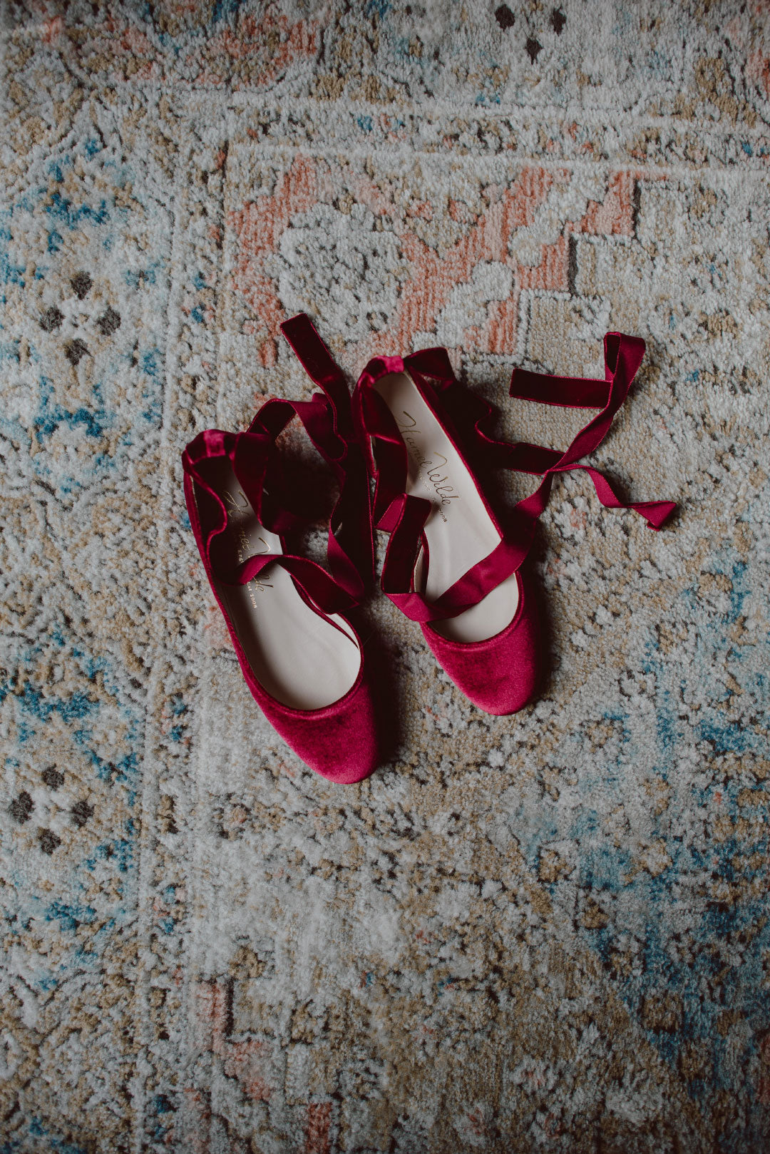 Burgandy velvet ballet flats