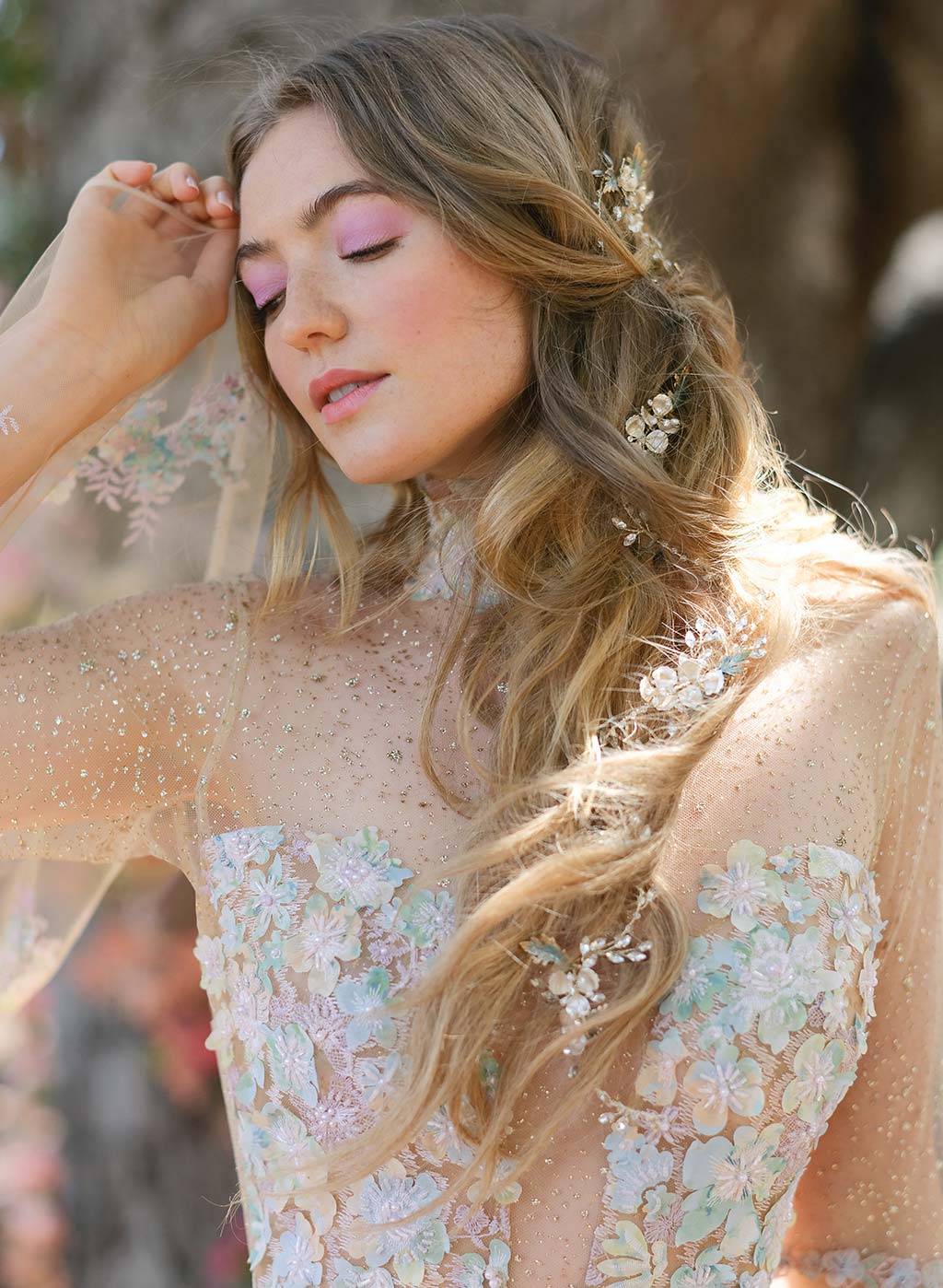 Venus Embroidered Wedding Dress Detail by Claire Pettibone