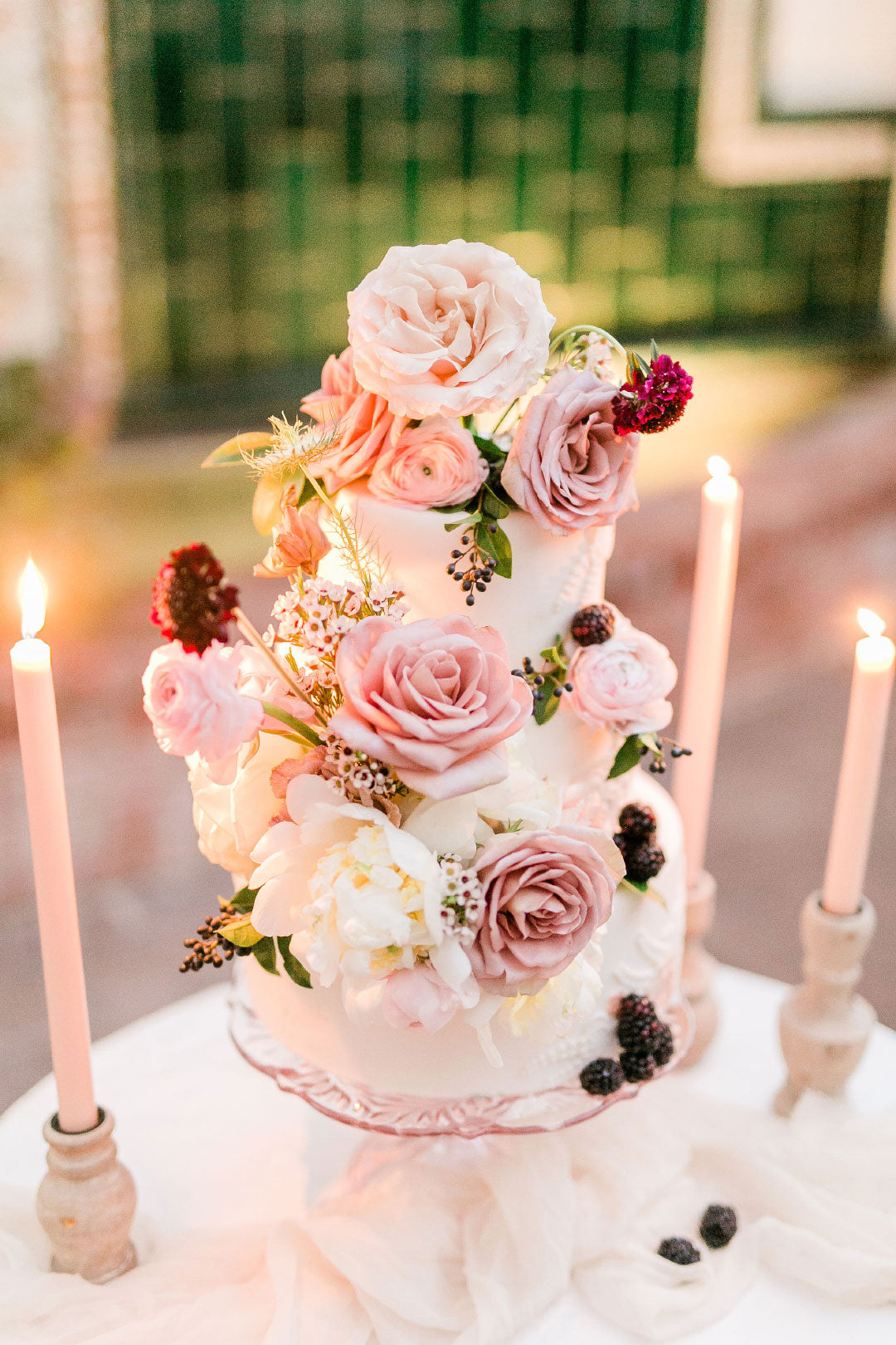 Wedding Cake with Rose decorations