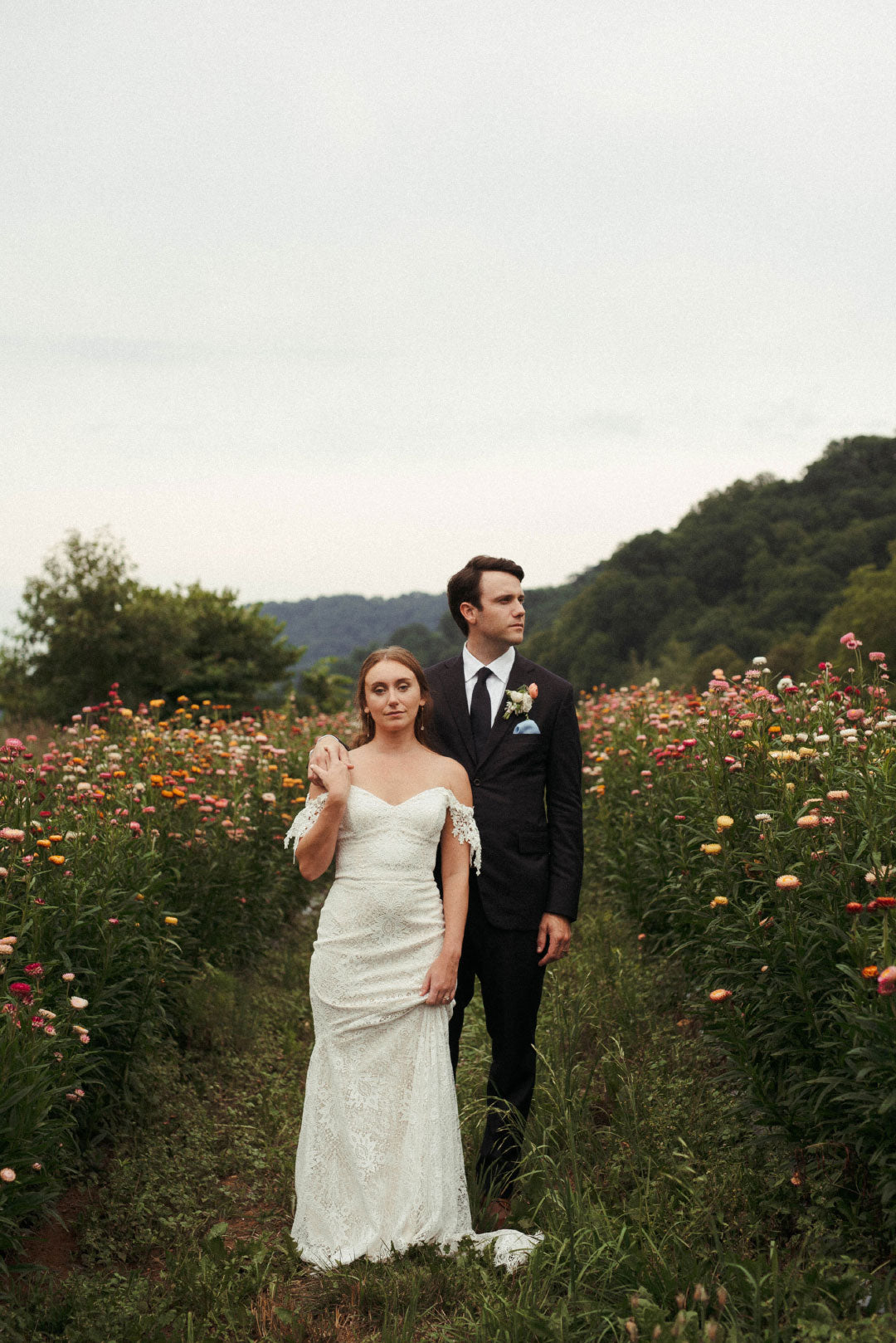 Bride and Groom pose for wedding protrait