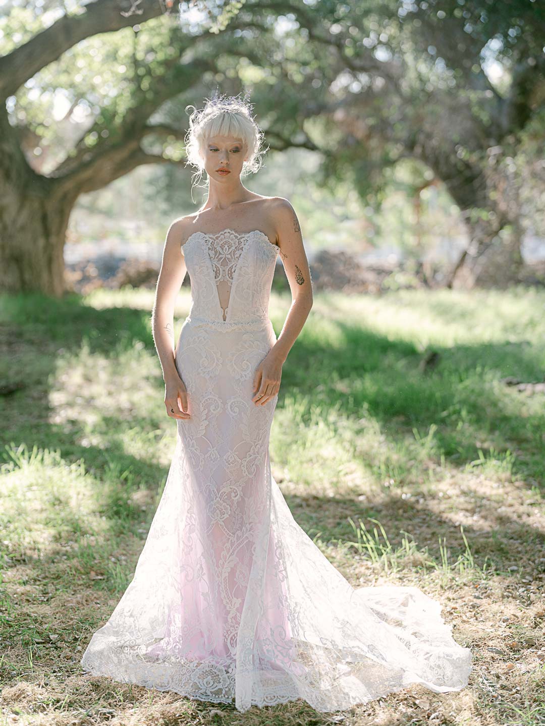 The Quill glamorous mermaid style wedding dress with sequins and lace details