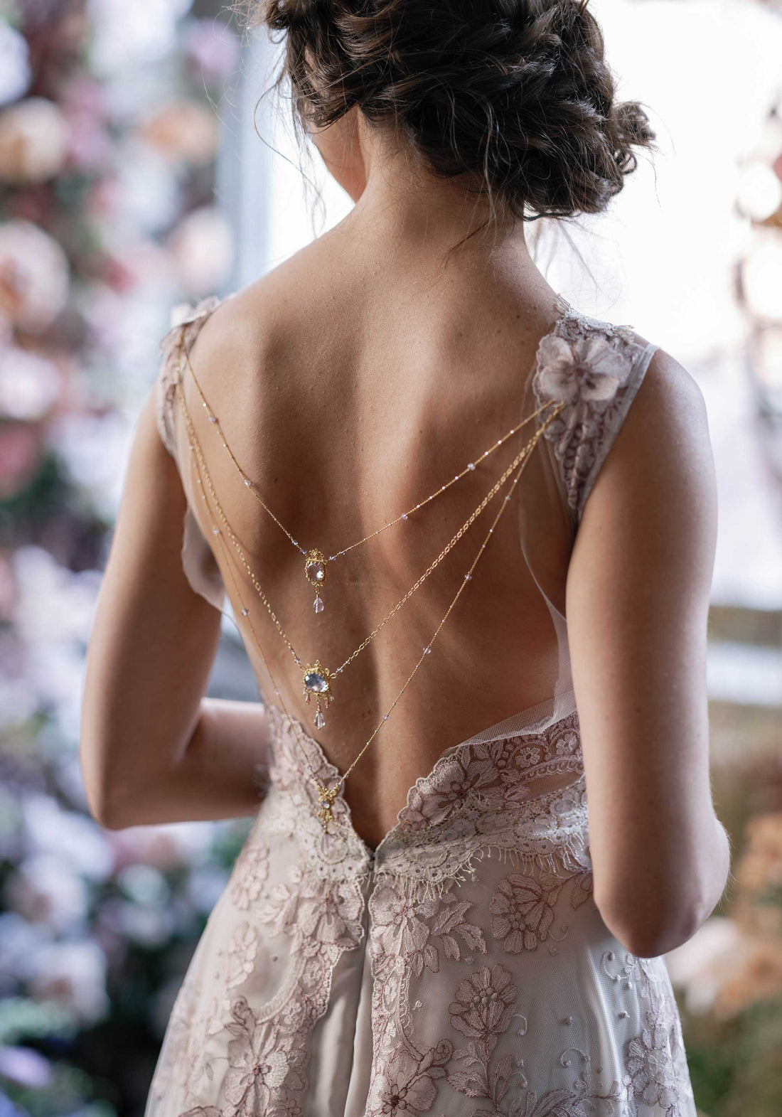 Adorned Necklace Bridal Jewelry for Open Back Wedding Dress