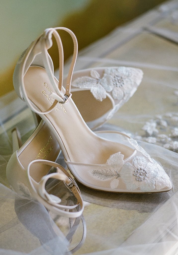 Freya Vintage Style Wedding Shoes  with Blue and Silver