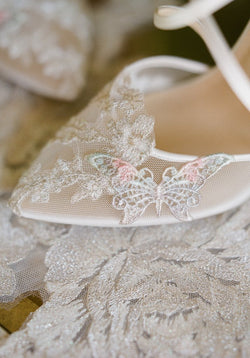 Ivory Lace Wedding Heels with Lace 