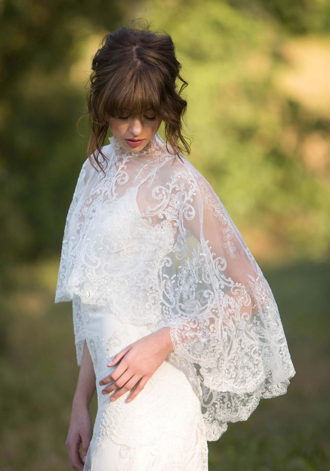 Claire Pettibone Accessories Kristene Lace Edge Veil | Scalloped Lace Veil | Claire Pettibone Ivory / Waterfall Cathedral (94/239cm)