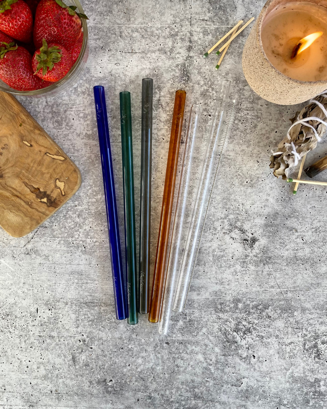 Swirl glass straws - set of 4