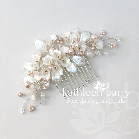 rose gold floral necklace Organic crystal and pearls wedding necklace –  Kathleen Barry Bespoke Occasion Accessories