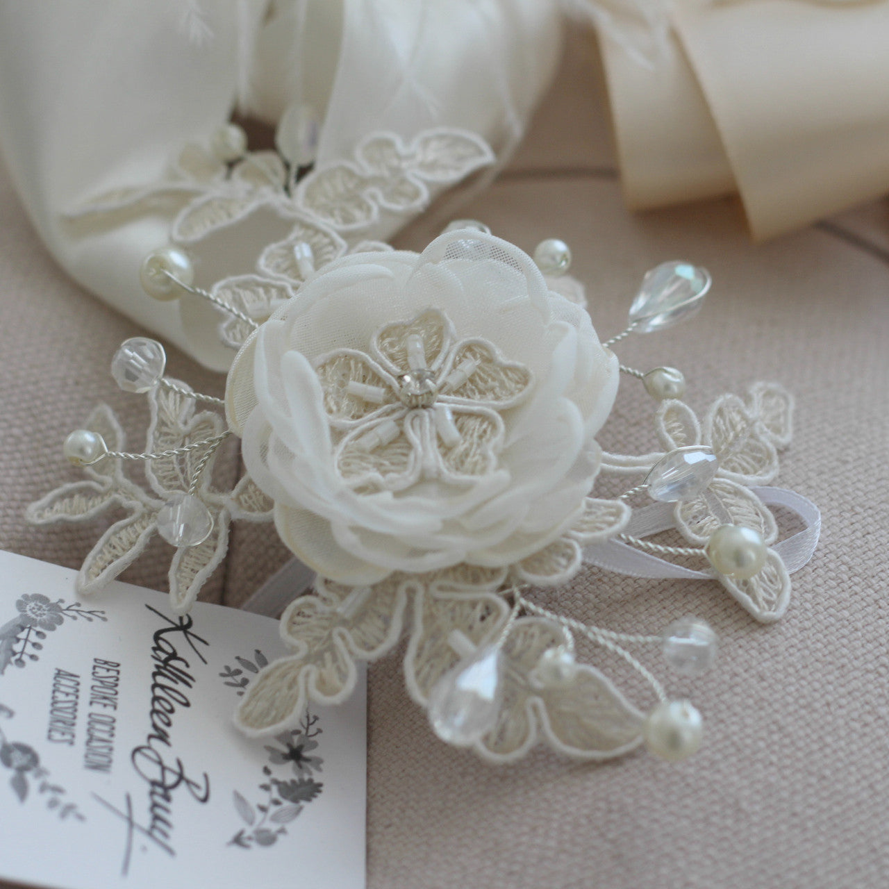 ivory flower hair clip