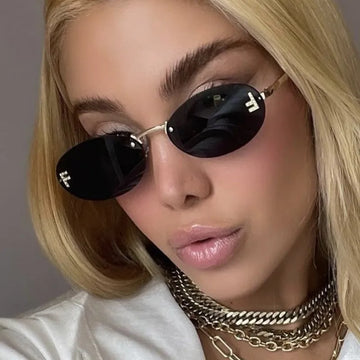 Sunglasses dropshipping product: A-Elegant Diamond Oval Sunglasses Male Letter "F" Rimless Sunglasses  car sunglasses 90902