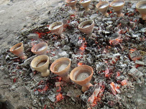 Ancient pot firing of moshio making.