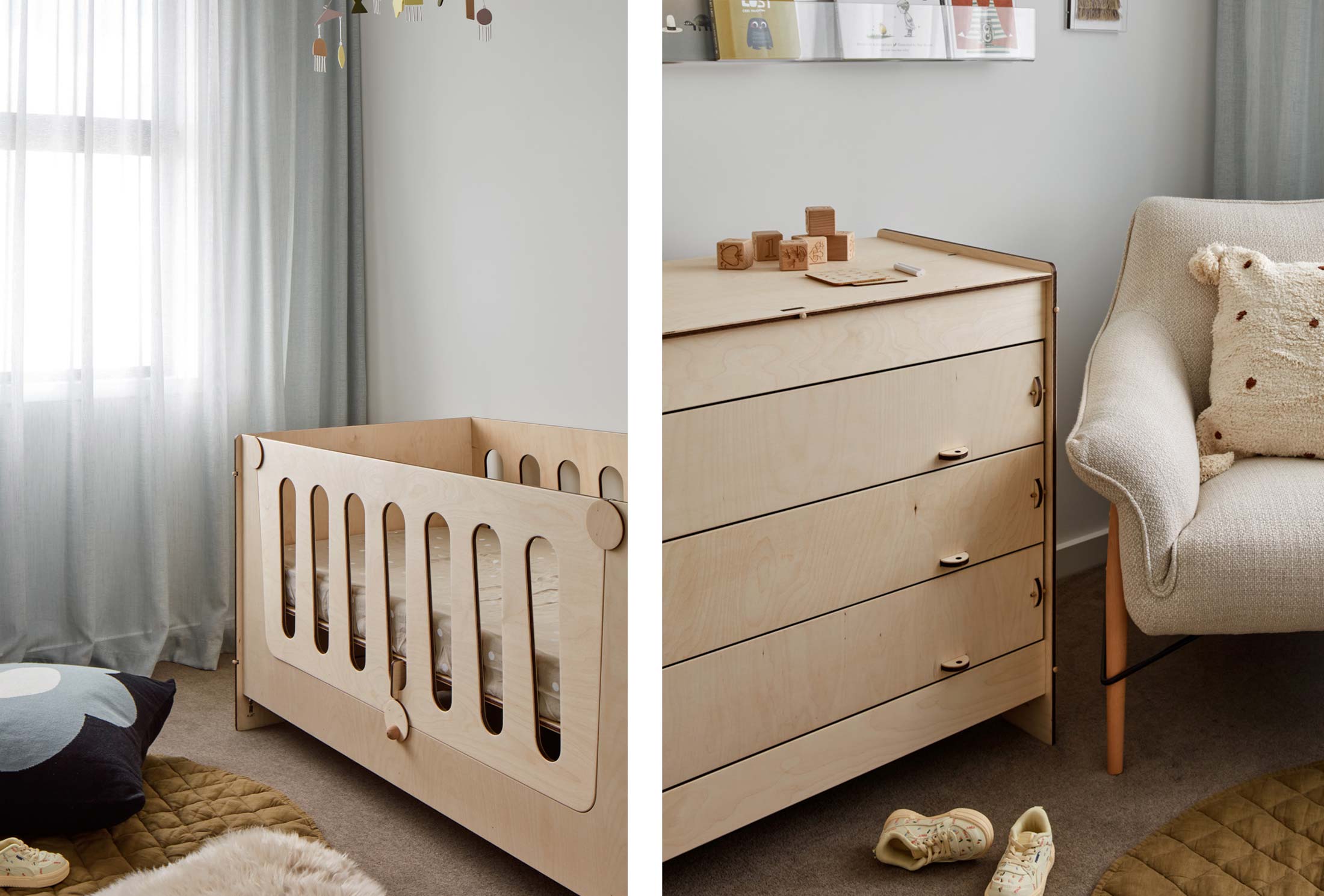 Ava Lifestages Cot & A4 Drawers with changing mat